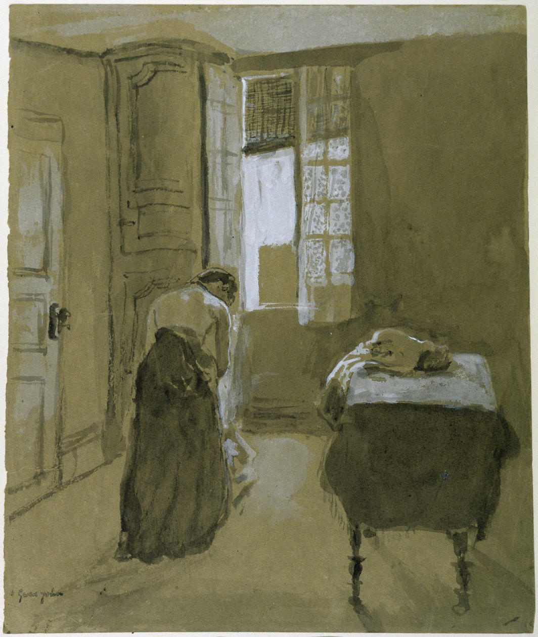 女人着装，c.1907（在纸上洗） 作者 格温·约翰