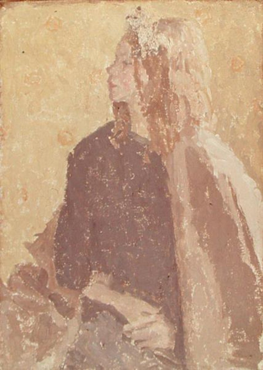 侧面的女孩（布面油画和粉笔画） 作者 格温·约翰