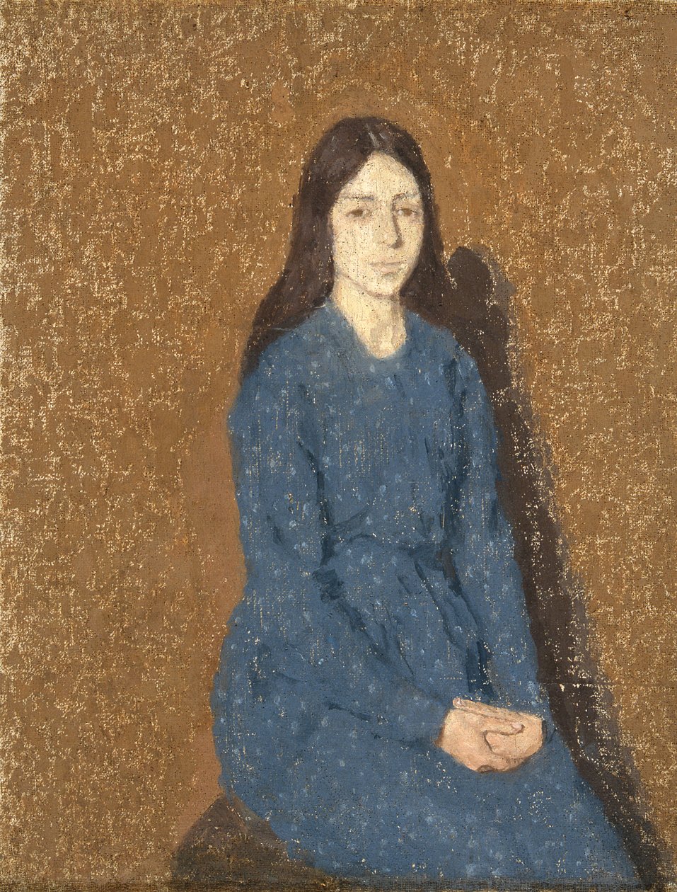 穿蓝裙子的女孩（布面油画） 作者 格温·约翰