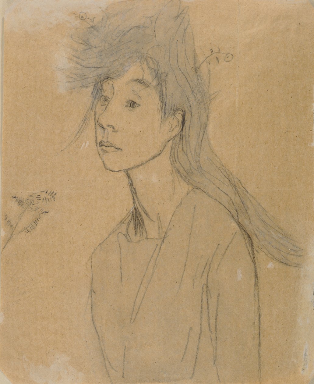 奥菲莉亚：肖像想象，c.1910（粉笔和纸上洗） 作者 格温·约翰