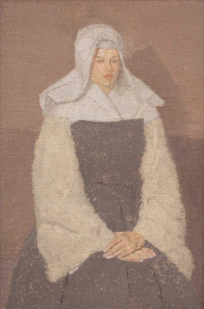 一位年轻修女的肖像》，约 1918-19 年（布面油画） 作者 格温·约翰