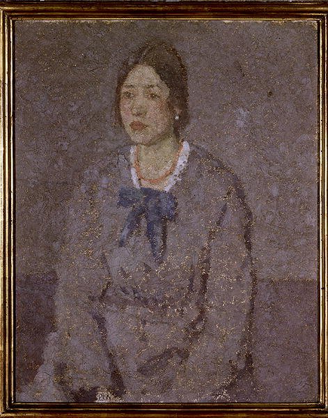 戴珊瑚项链的女人（布面油画） 作者 格温·约翰