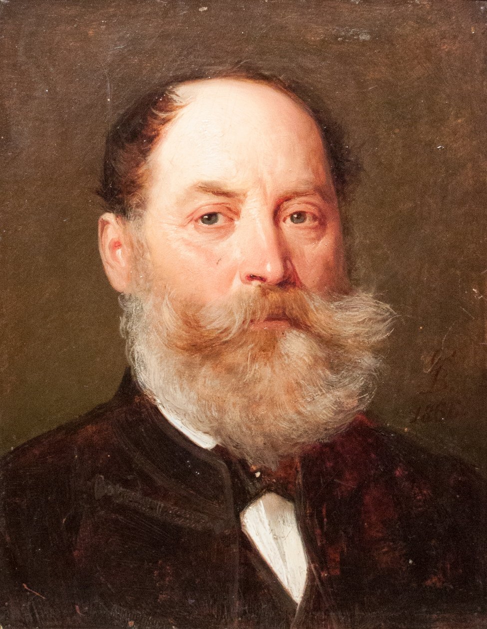 William Benczur的肖像，艺术家的父亲匈牙利人：Vilmos Benczur，Gyula Benczur带他的肖像 作者 久拉·本丘尔（GyulaBenczúr）