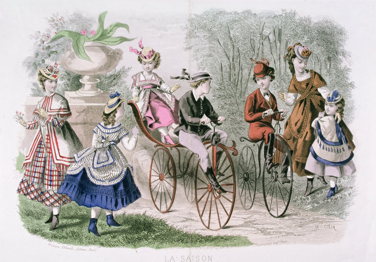 公园里的孩子，来自&39;La Saison，Journal Illustre des Dames&39;，1869年5月 作者 H·科林