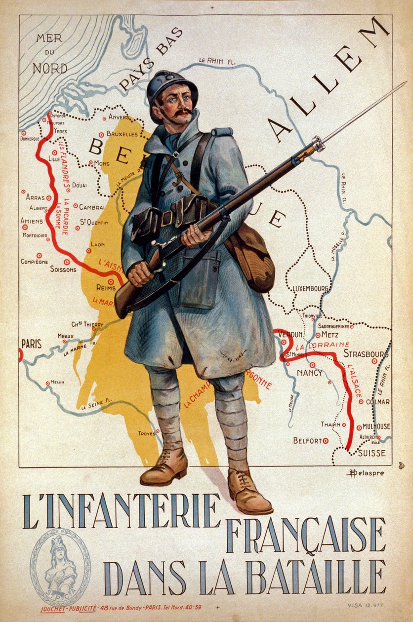 法国步兵在战斗中，1917年 作者 德拉普拉