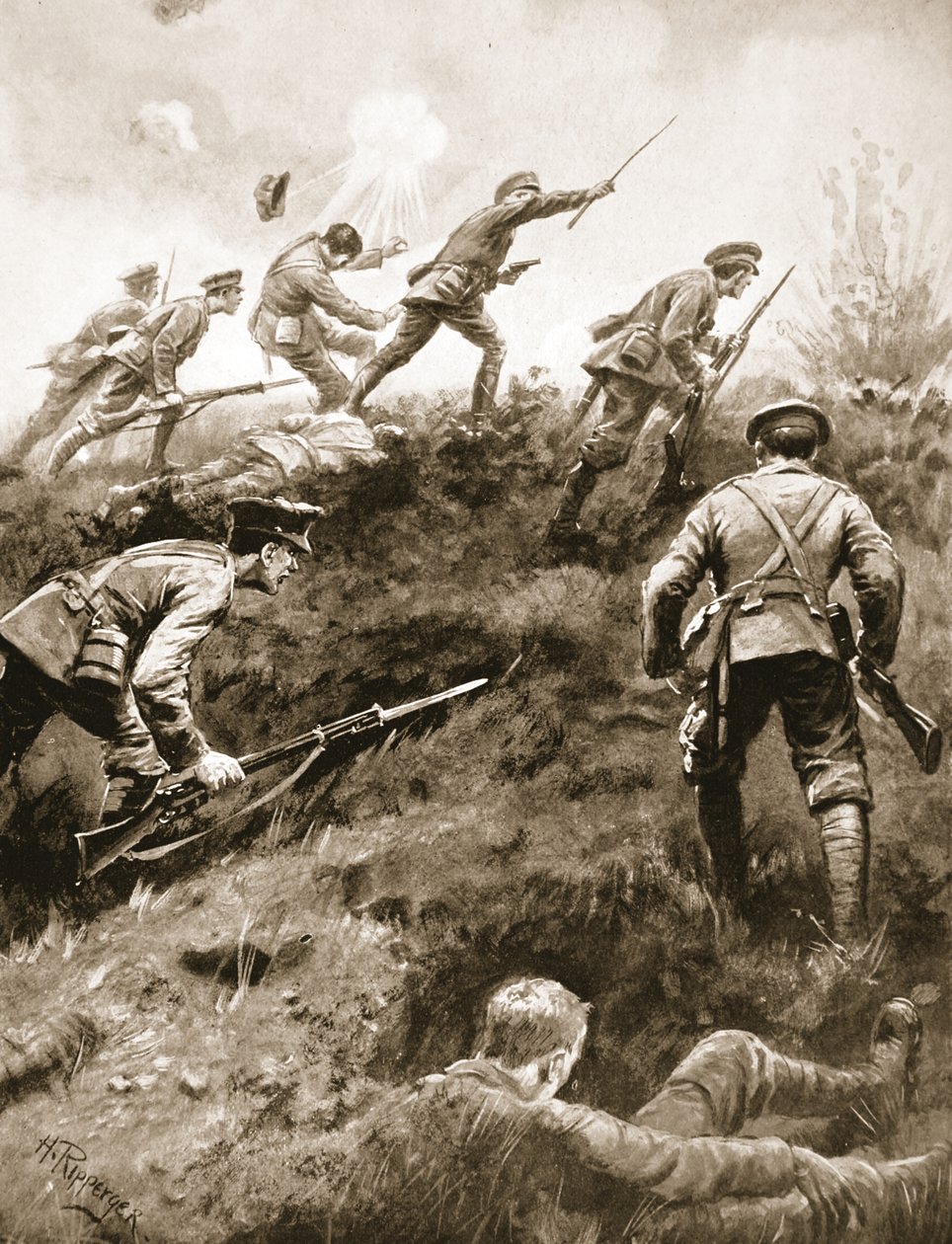 少校（临时中校）AF道格拉斯 - 汉密尔顿召集他的士兵并带领他们前进，从而检查敌人的进步 作者 里珀格