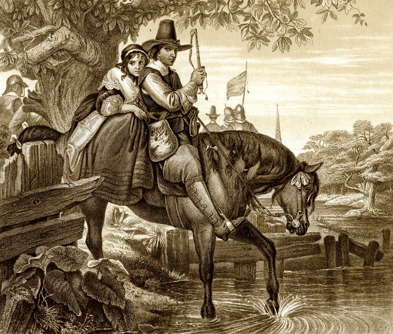 查尔斯二世（Charles II）变相助他逃亡（19世纪1651年，简·莱恩（Jane Lane））。 作者 伯恩