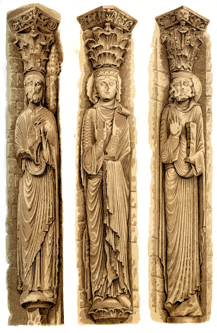 勒芒大教堂的外部装饰，法国勒芒，15世纪，1849年。 作者 穆林