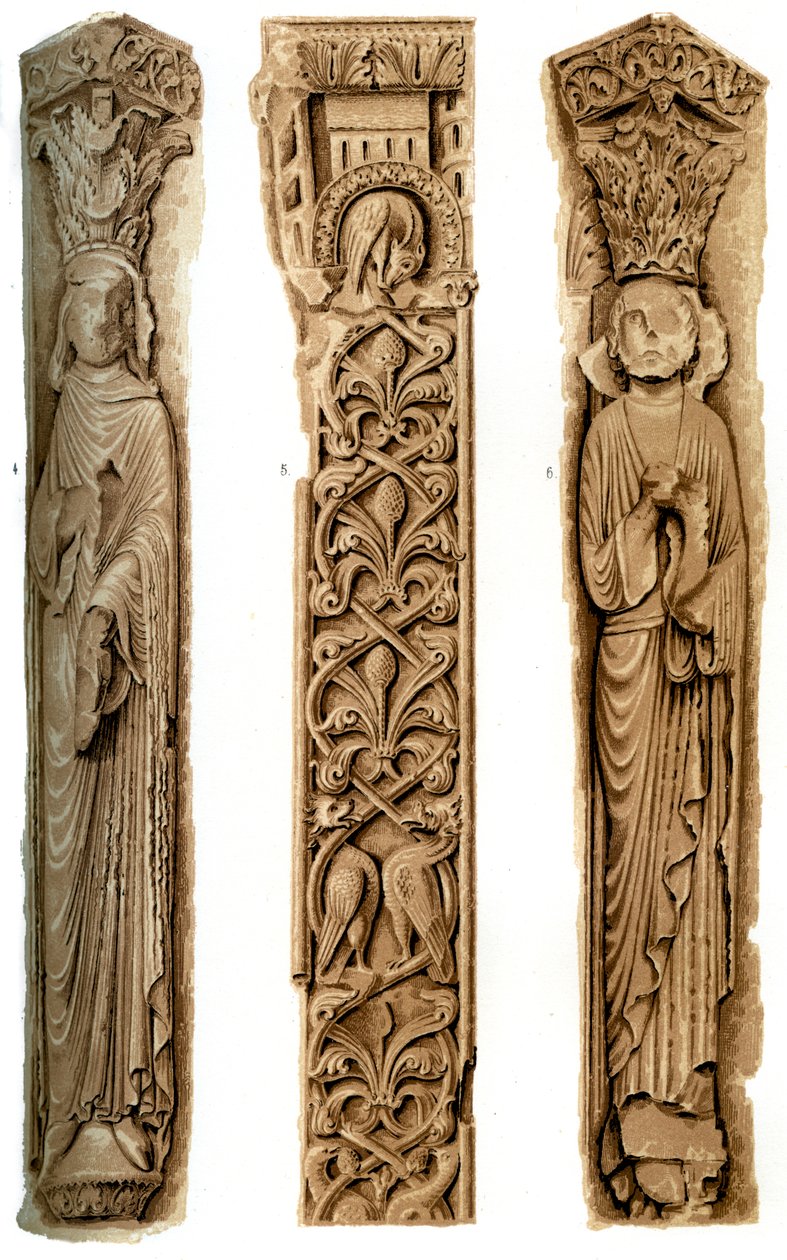 勒芒大教堂的外部装饰，法国勒芒，15世纪，1849年。 作者 穆林