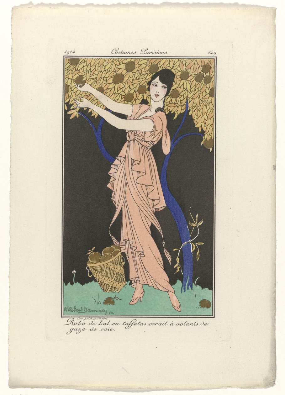 Journal des Dames et des Modes，Costumes Parisiens，1914 年，第 149 期：舞会礼服 (...) 作者 H·罗伯特·达米