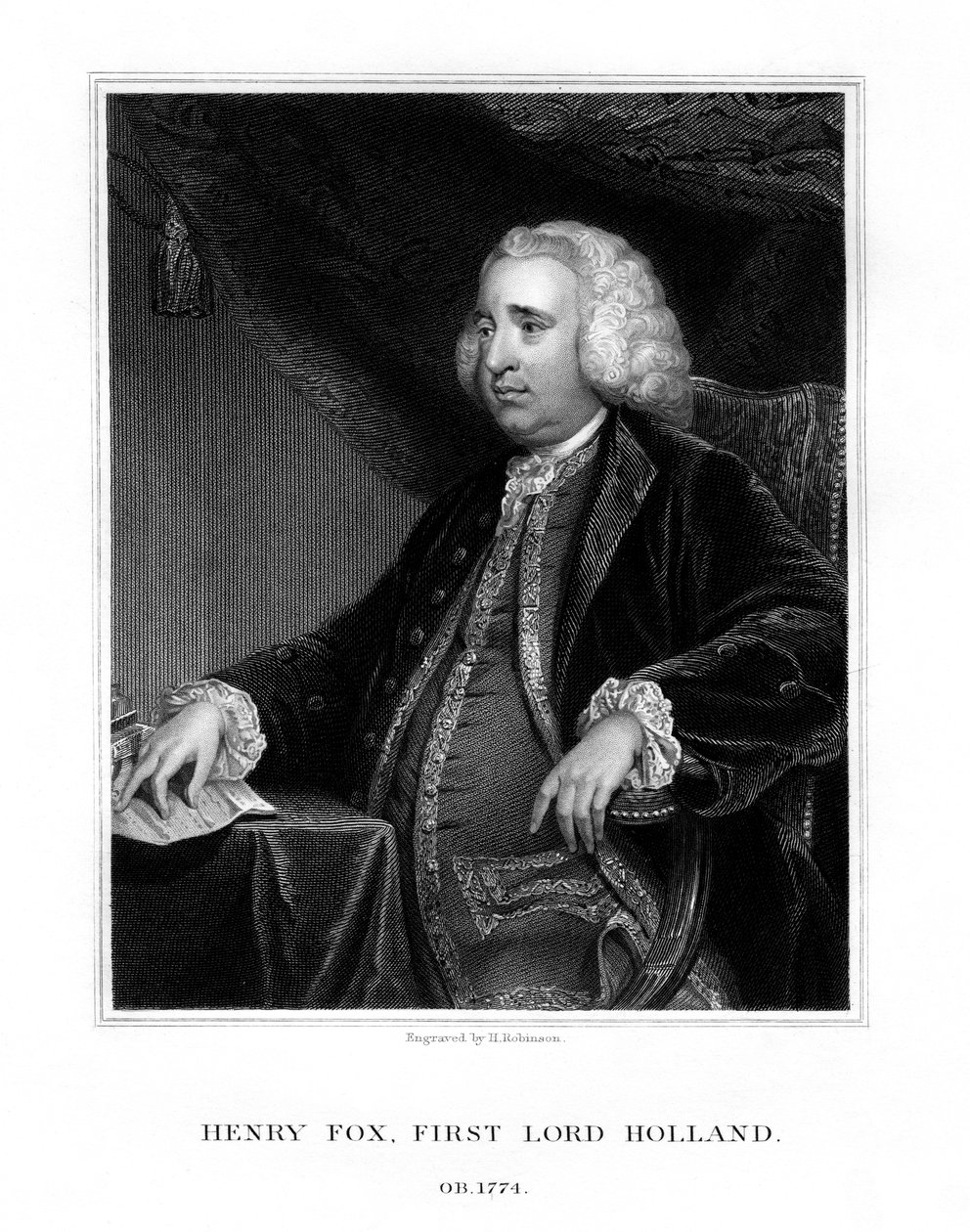 亨利·福克斯（Henry Fox），霍格政治家的第一任男爵荷兰人，1832年。 作者 鲁宾逊