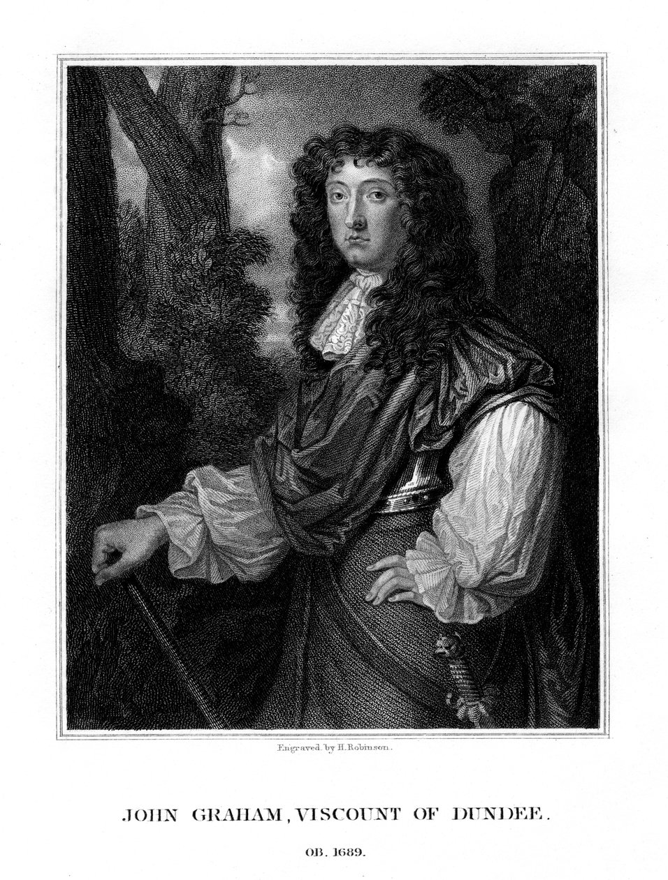 克拉弗豪斯（John）约翰·格雷厄姆（John Graham），第1子爵邓迪，苏格兰雅各布党司令，1829年。 作者 鲁宾逊
