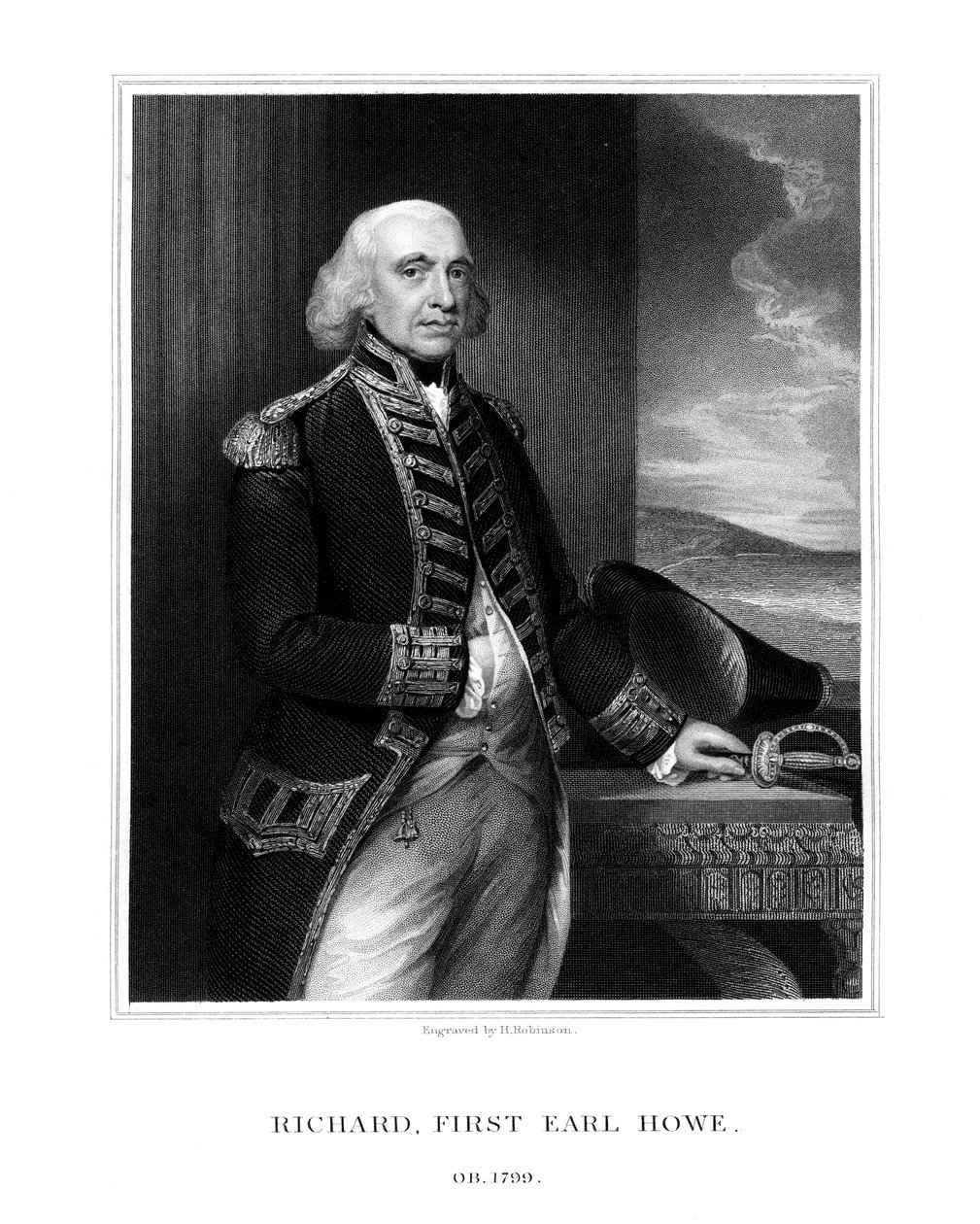 理查德·豪（Richard Howe），第一任伯爵·豪，英国海军上将，1832年。 作者 鲁宾逊