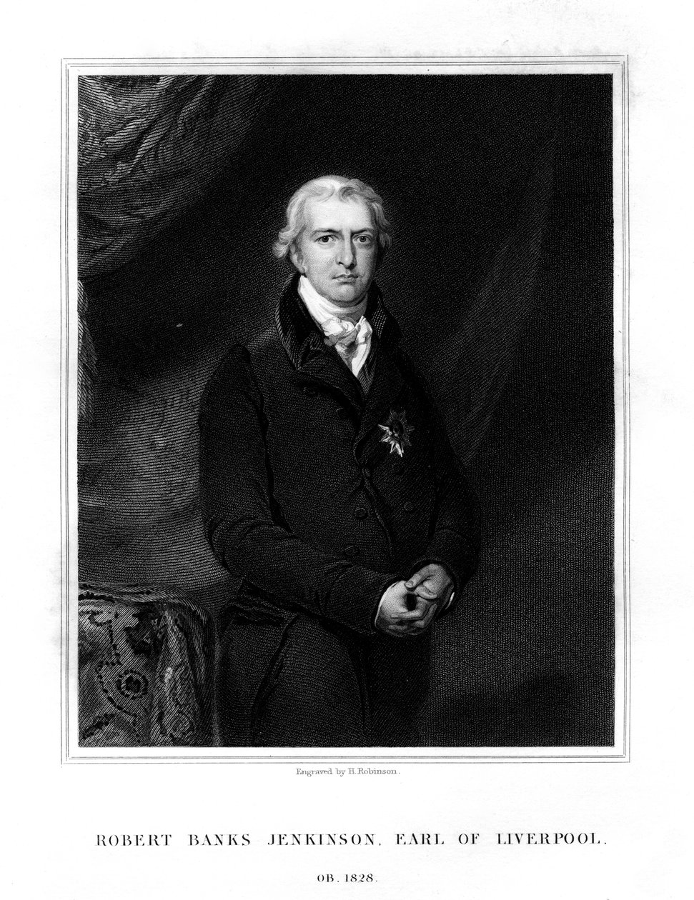 罗伯特·班克斯·詹金森（Robert Banks Jenkinson），利物浦第二任伯爵，英国首相，1834年。 作者 鲁宾逊