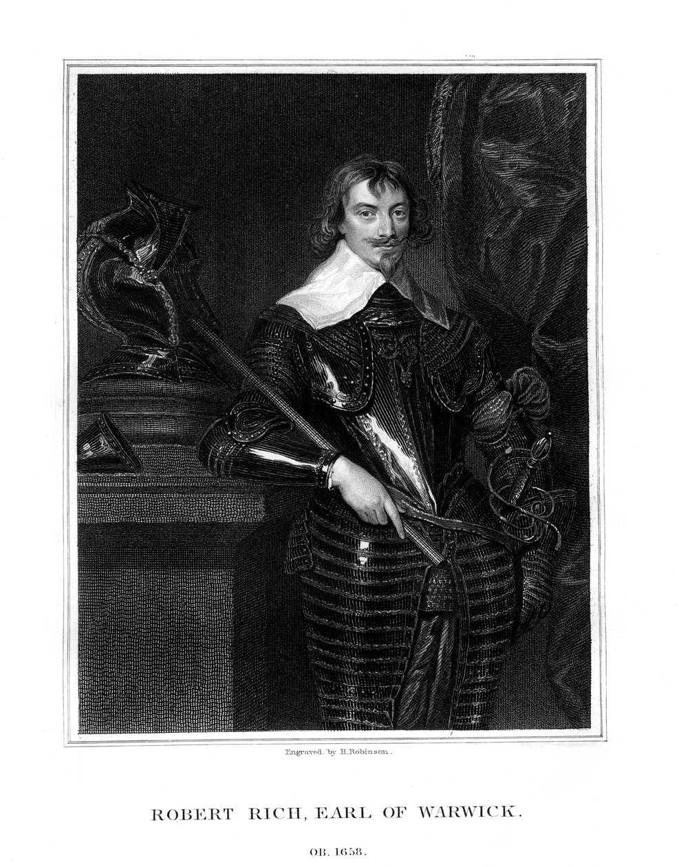 罗伯特·里奇（Robert Rich），沃里克第二任伯爵，英国殖民地行政官，1827年 作者 鲁宾逊