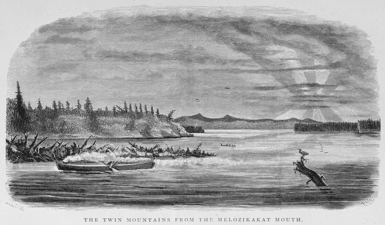 来自Melozikakat Mouth的双山，来自&39;Alaska and its Resources&39;，由William H. Dall创作，由John Andrew，酒吧雕刻。 1870 作者 硬件，艾略特