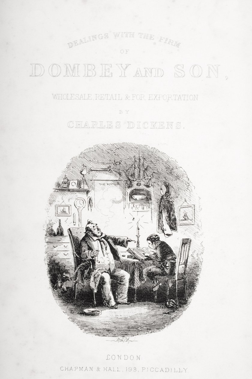 封面插图为&39;Dombey and Son&39;，由Charles Dickens于1848年首次出版 作者 Hablot骑士布朗
