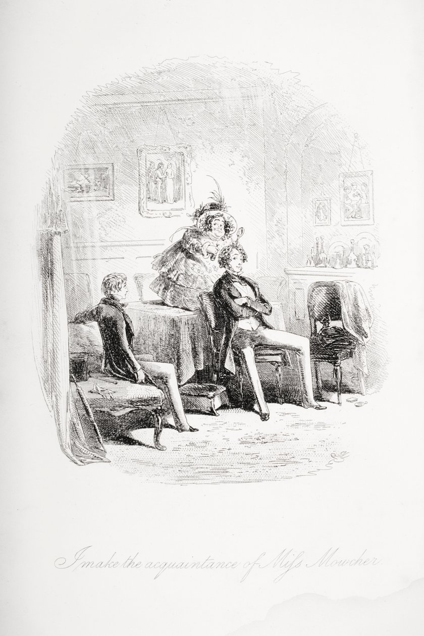 我与查尔斯·狄更斯（1812-70）于1850年首次出版的“大卫·科波菲尔”的插图结识了莫希尔小姐。 作者 Hablot骑士布朗