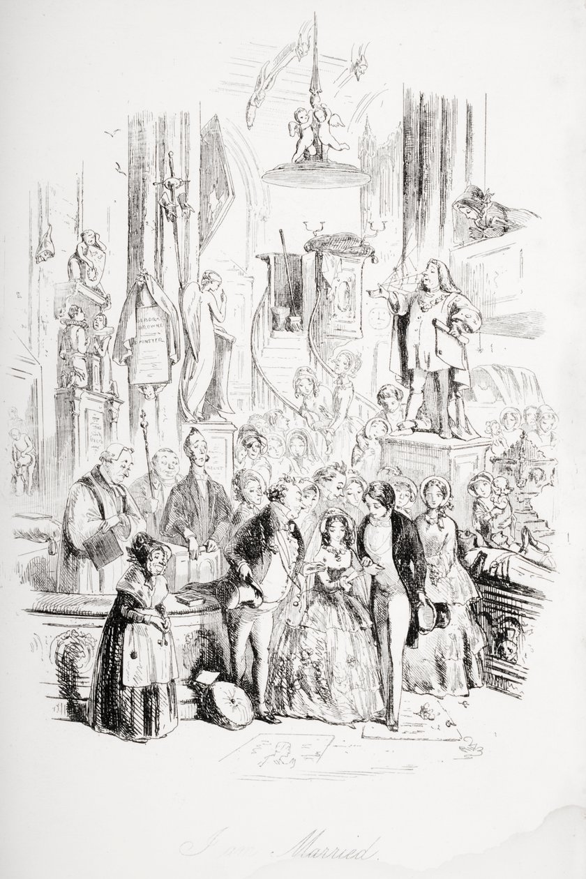 我已婚，1850年首次出版的查尔斯狄更斯（1812-70）的“大卫科波菲尔”插图 作者 Hablot骑士布朗
