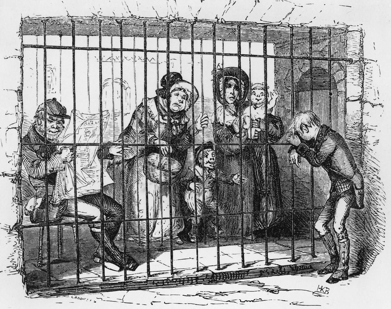 监狱中的工具包，1841年查尔斯狄更斯的“老好奇心商店”插图 作者 Hablot骑士布朗
