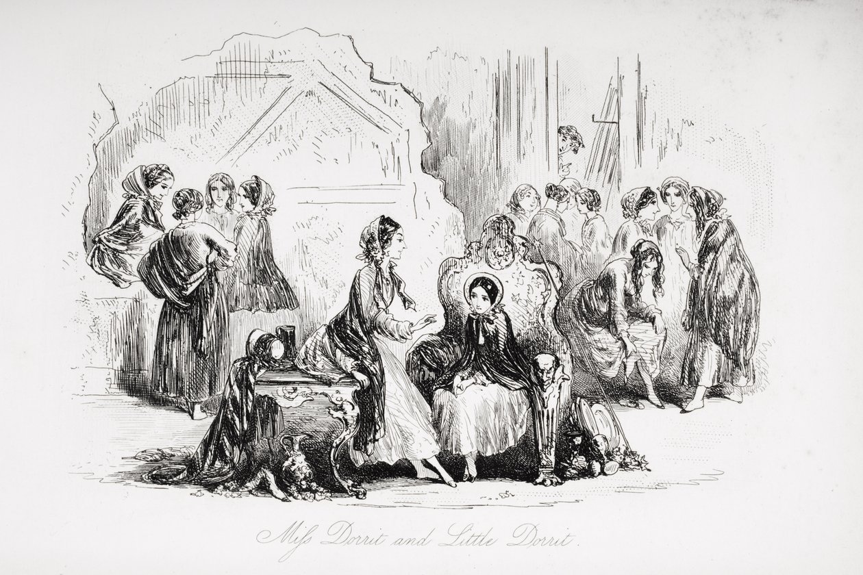 Dorrit小姐和Little Dorrit，来自查尔斯狄更斯（1812-70）的&39;Little Dorrit&39;的插图首次发表于1857年 作者 Hablot骑士布朗