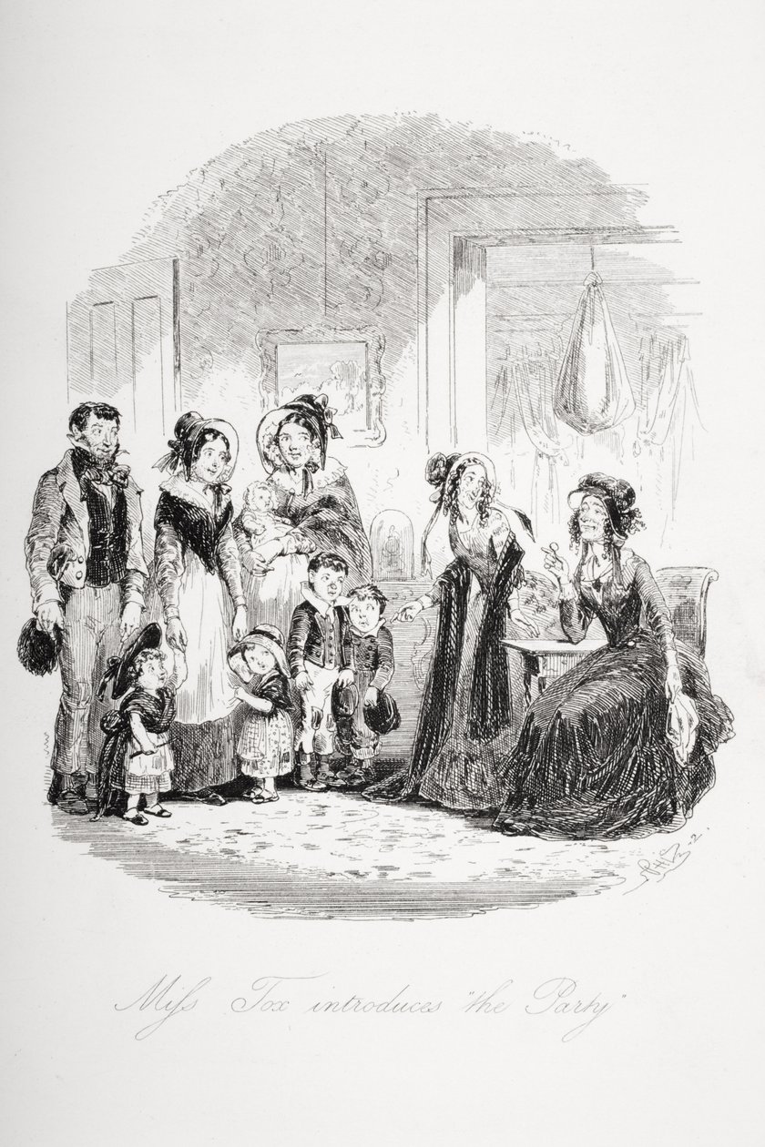 Tox小姐介绍了“党”，查尔斯·狄更斯（1812-70）于1848年首次出版的“Dombey and Son”中的插图 作者 Hablot骑士布朗