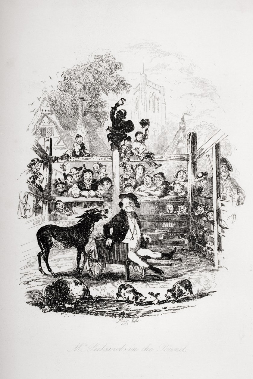 匹克威克先生在英镑，查尔斯狄更斯（1812-70）的“匹克威克论文”中的插图发表于1837年 作者 Hablot骑士布朗