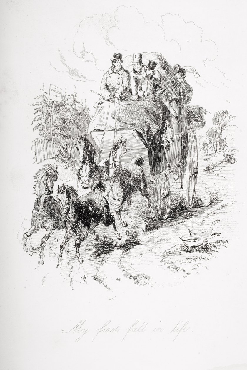 我的第一次堕落，查尔斯狄更斯（1812-70）的“大卫科波菲尔”插图首次出版于1850年 作者 Hablot骑士布朗