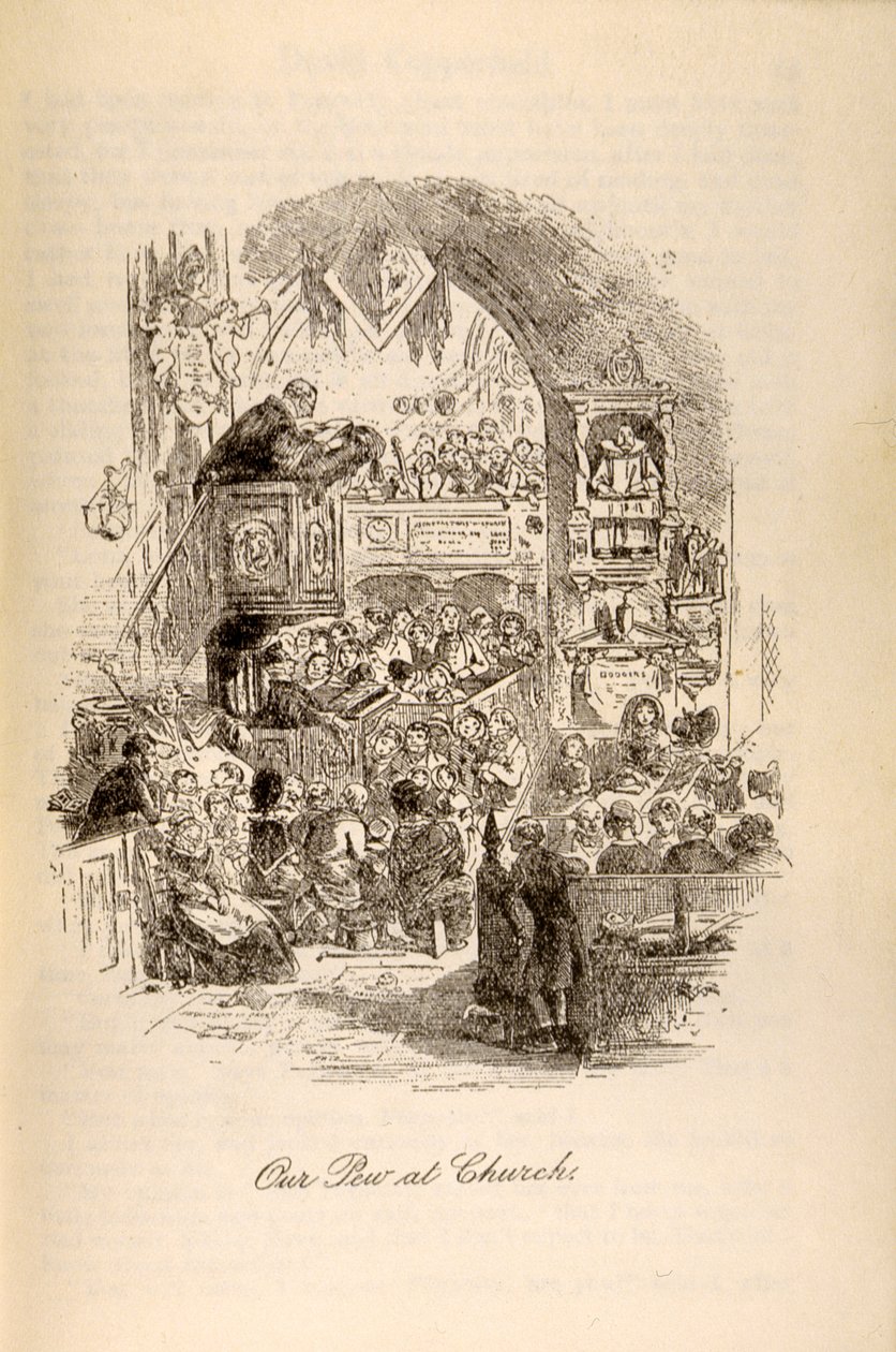 “我们的教会皮尤”，查尔斯·狄更斯的“大卫科波菲尔”（1812-70） 作者 Hablot骑士布朗