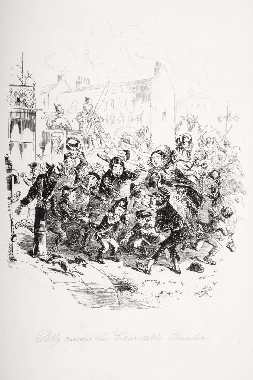 波莉拯救了慈善研磨机，查尔斯·狄更斯（1812-70）于1848年首次出版的“Dombey and Son”插图 作者 Hablot骑士布朗