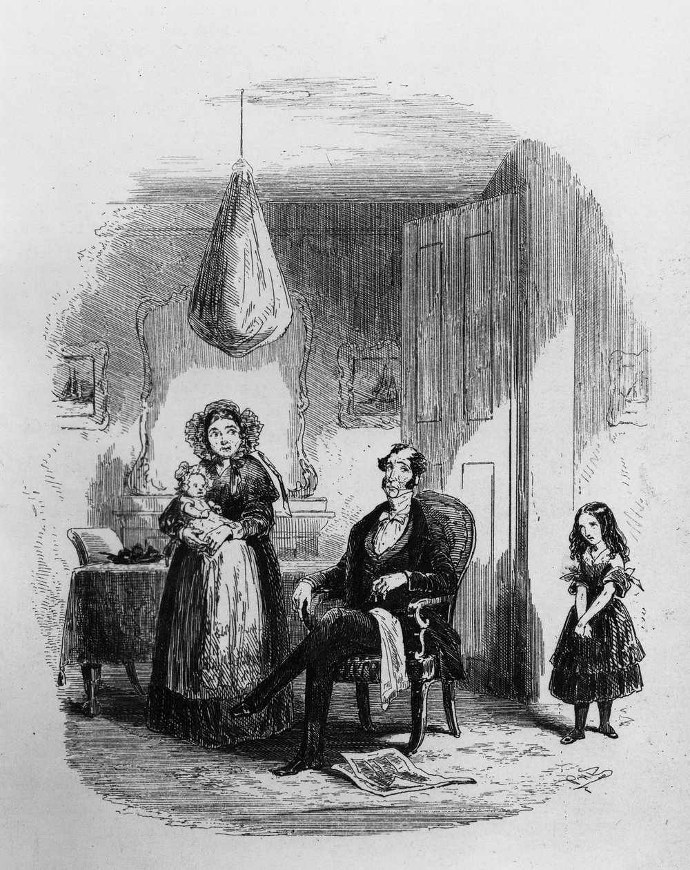 Dombey家族，查尔斯狄更斯（1812-70）的“Dombey and Son”插图首次出版于1848年 作者 Hablot骑士布朗