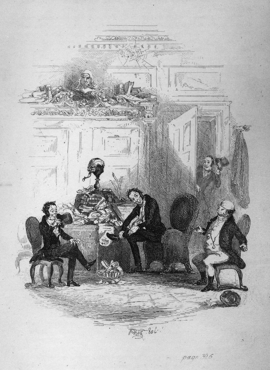 第一次访问Serjeant Snubbin先生，1837年查尔斯达尔文的“匹克威克论文”插图 作者 Hablot骑士布朗