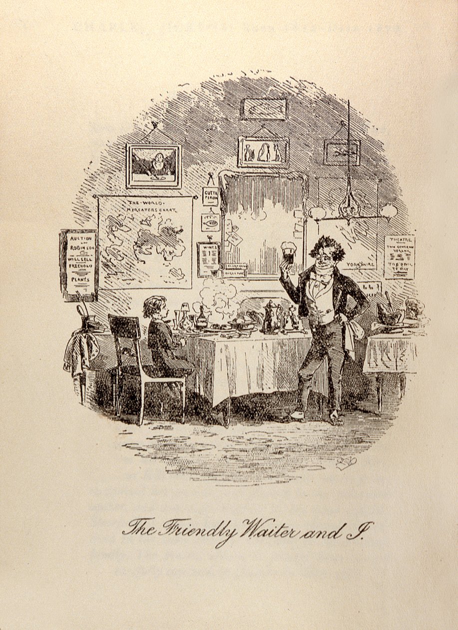 &39;友好的服务员和我&39;，来自Charles Dickens的&39;David Copperfield&39;（1812-70） 作者 Hablot骑士布朗