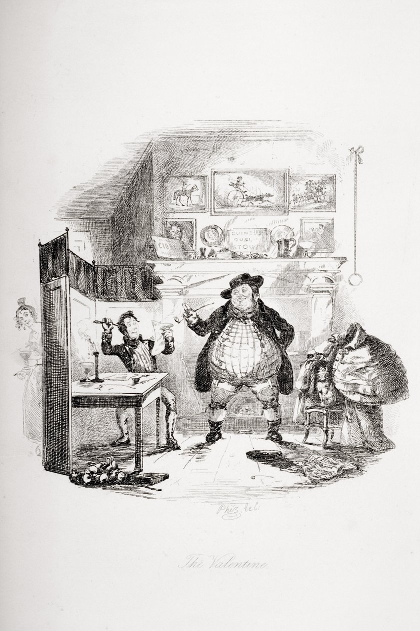 情人节，查尔斯狄更斯（1812-70）的“匹克威克论文”中的插图出版于1837年 作者 Hablot骑士布朗