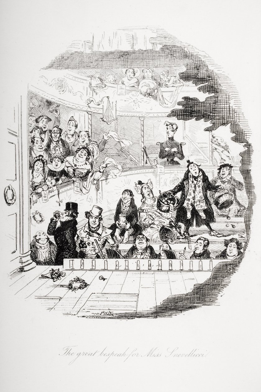 Snevellicci小姐的精彩演说，查尔斯狄更斯（1812-70）的“Nicholas Nickleby”插图1839年出版 作者 Hablot骑士布朗