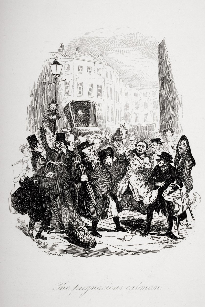 好斗的cabman，查尔斯狄更斯（1812-70）的“匹克威克论文”插图1837年出版 作者 Hablot骑士布朗