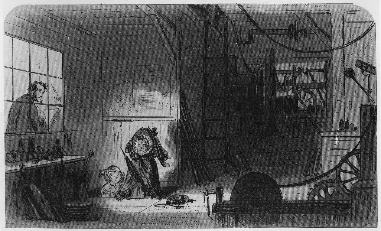 工作的参观者，1857年查尔斯狄更斯的“小多利特”插图 作者 Hablot骑士布朗
