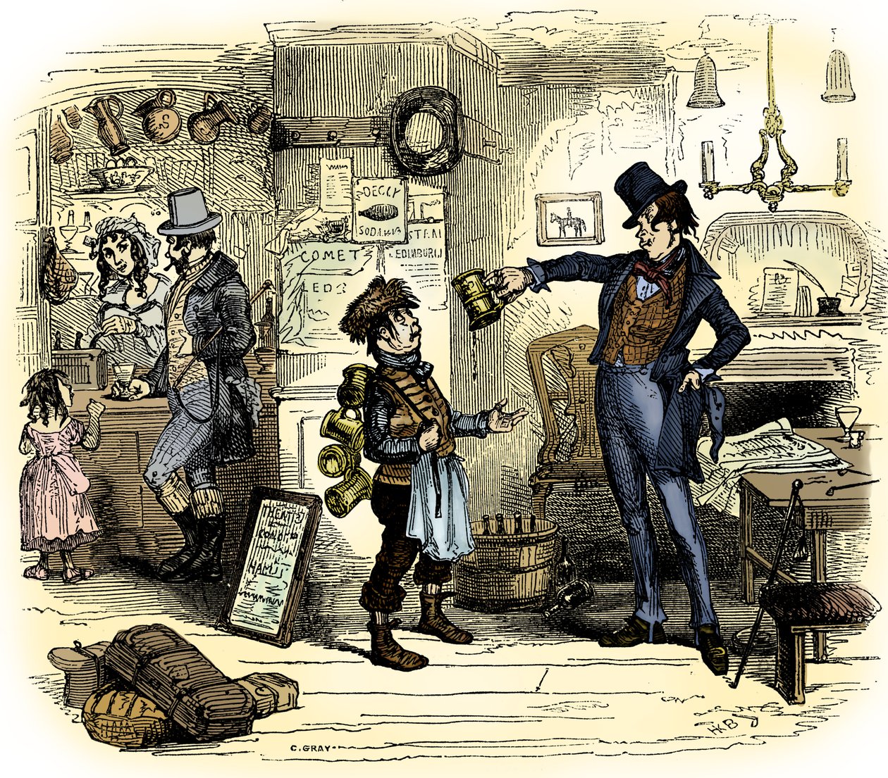 查尔斯·狄更斯 (Charles Dickens) 的“旧好奇商店” 作者 Hablot骑士布朗