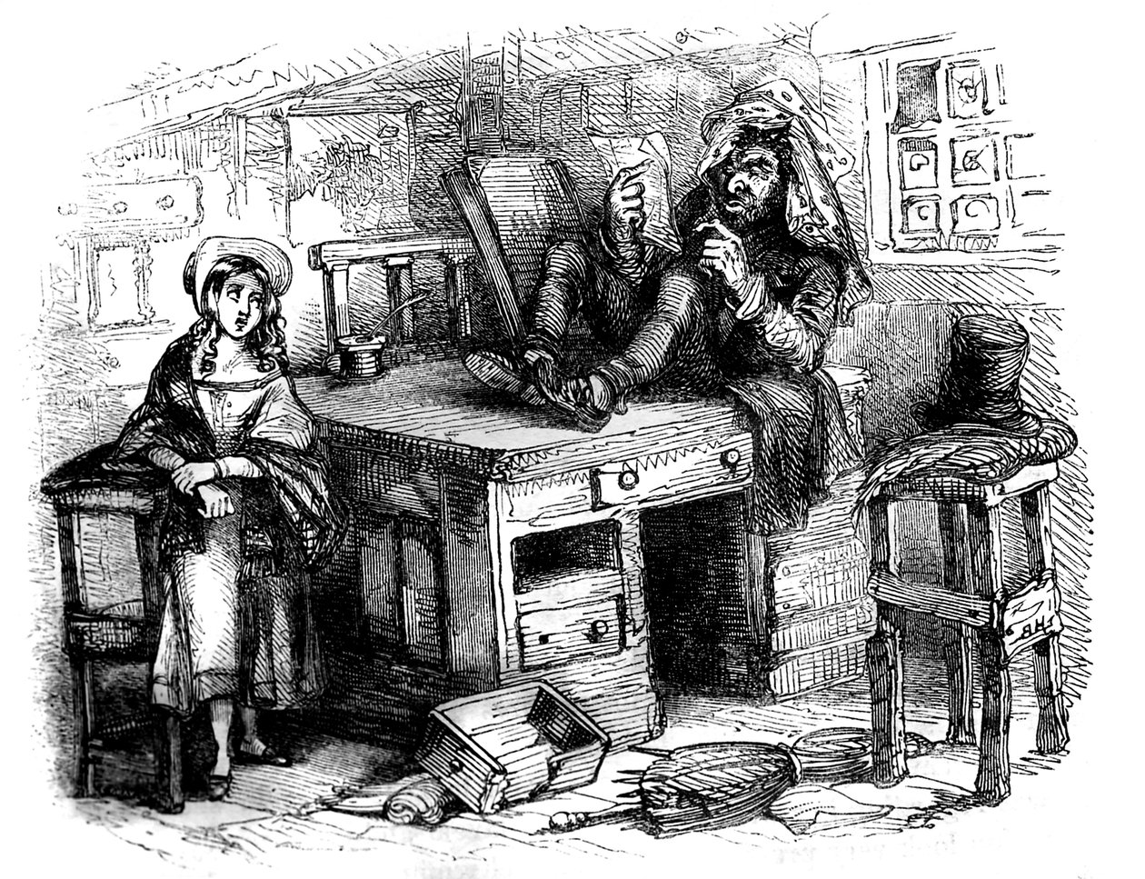 查尔斯-狄更斯的 "老古董店"(The Old Curiosity Shop) 作者 Hablot骑士布朗