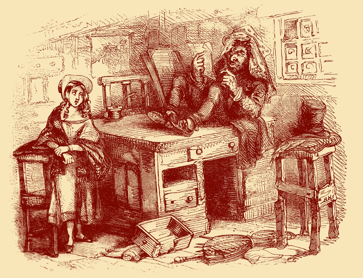 查尔斯-狄更斯的 "老古董店"(The Old Curiosity Shop) 作者 Hablot骑士布朗
