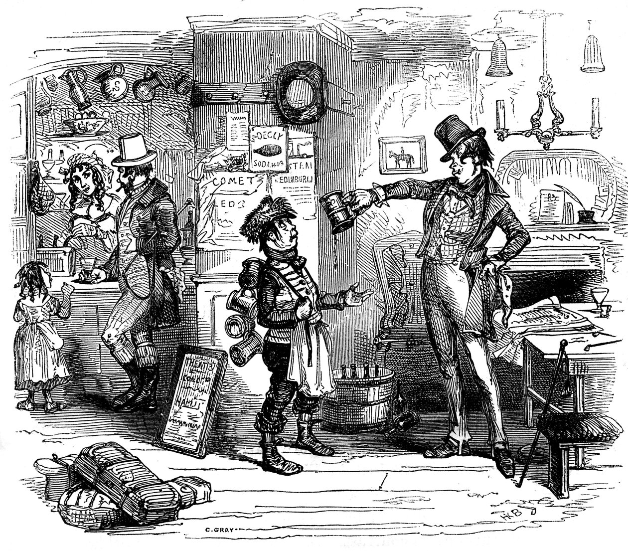 查尔斯-狄更斯的 "老古董店"(The Old Curiosity Shop) 作者 Hablot骑士布朗