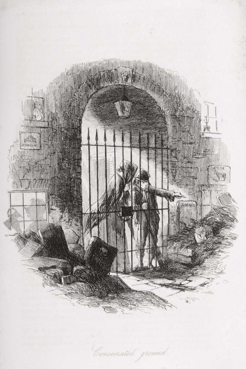 奉献的地面，查尔斯狄更斯（1812-70）的“荒凉之家”插图1853年出版 作者 Hablot骑士布朗