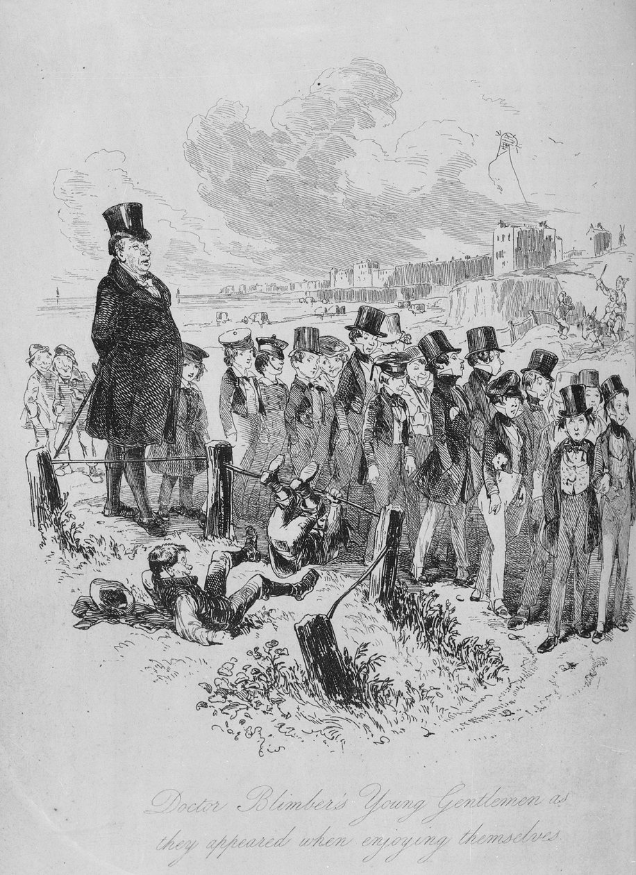 Blimber博士的年轻绅士们在享受自己时出现，来自查尔斯狄更斯（1812-70）的“Dombey and Son”的插图首次出版于1848年 作者 Hablot骑士布朗