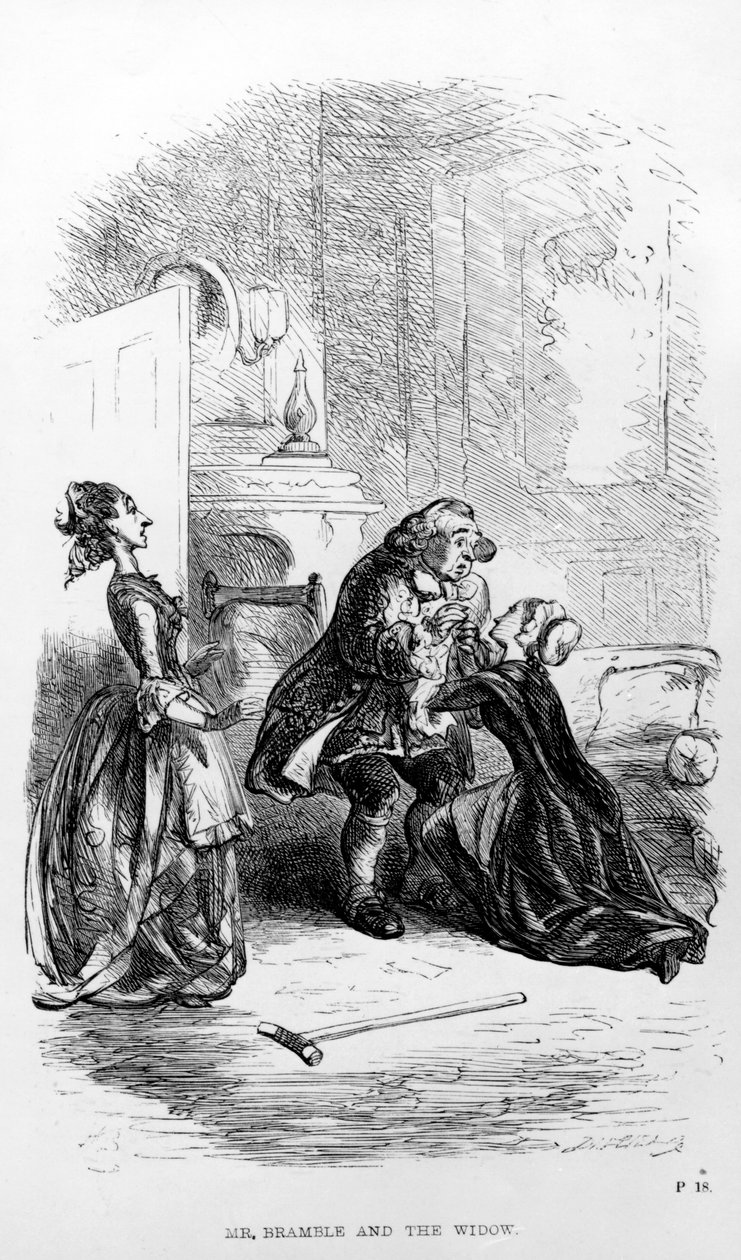 Bramble先生和Tobias Smollett的“Humphry熟料远征”中的遗.. 作者 Hablot骑士布朗