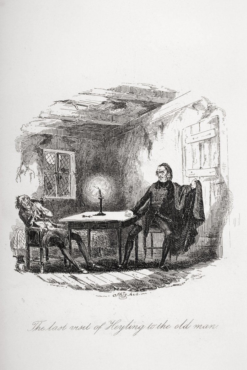 Heyling对老人的最后一次访问，查尔斯狄更斯（1812-70）的“匹克威克论文”中的插图出版于1837年 作者 Hablot骑士布朗