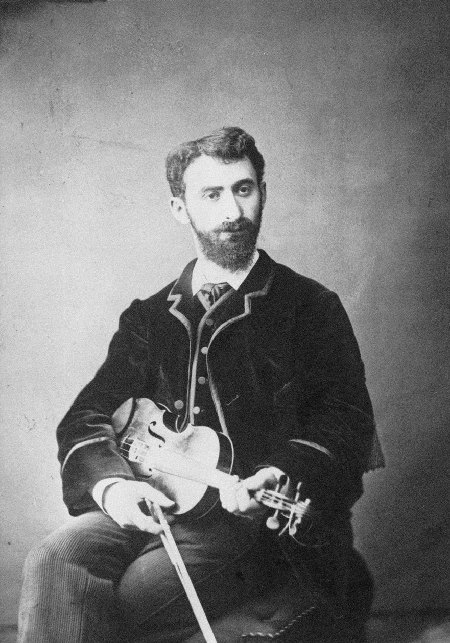 小提琴家和作曲家蒂瓦达-纳切斯1859-1930年的肖像。 作者 汉堡。摄影工作室 Ferdinand Braune