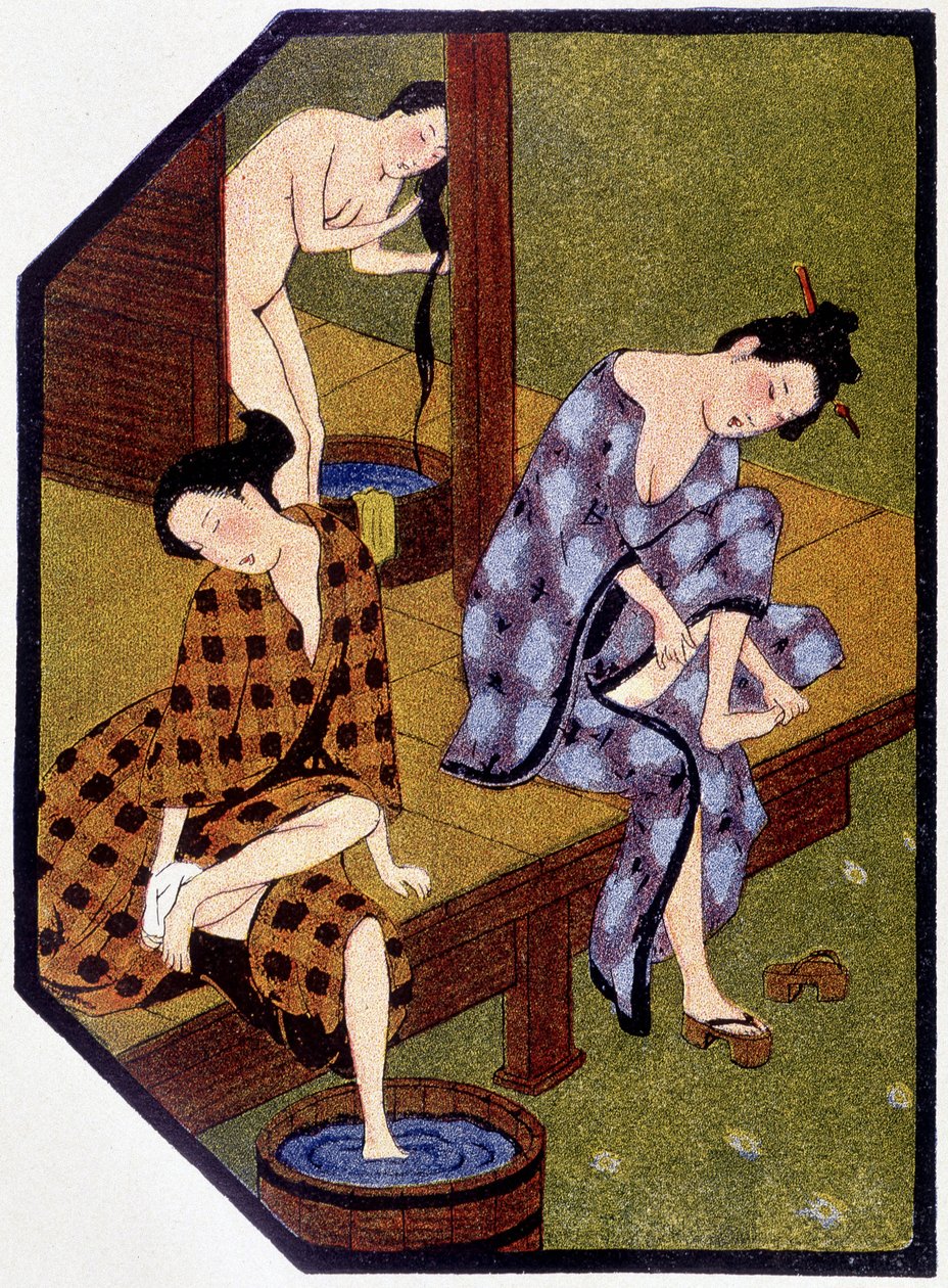 沐浴中的年轻日本女孩——身着“日本娃娃”，作者是 Félicien Champsaur，病重。 花房一丁，巴黎 作者 花房伊藤