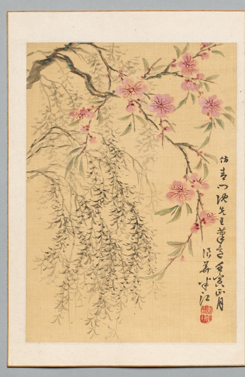 桃花和柳树，1842年。 作者 冈田汉子