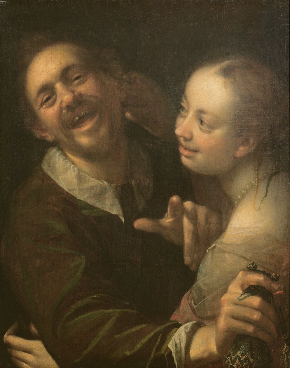 一对笑的夫妇，艺术家与他的妻子（Scherzendes Paar）的自画像，1596年 作者 亚琛的汉斯