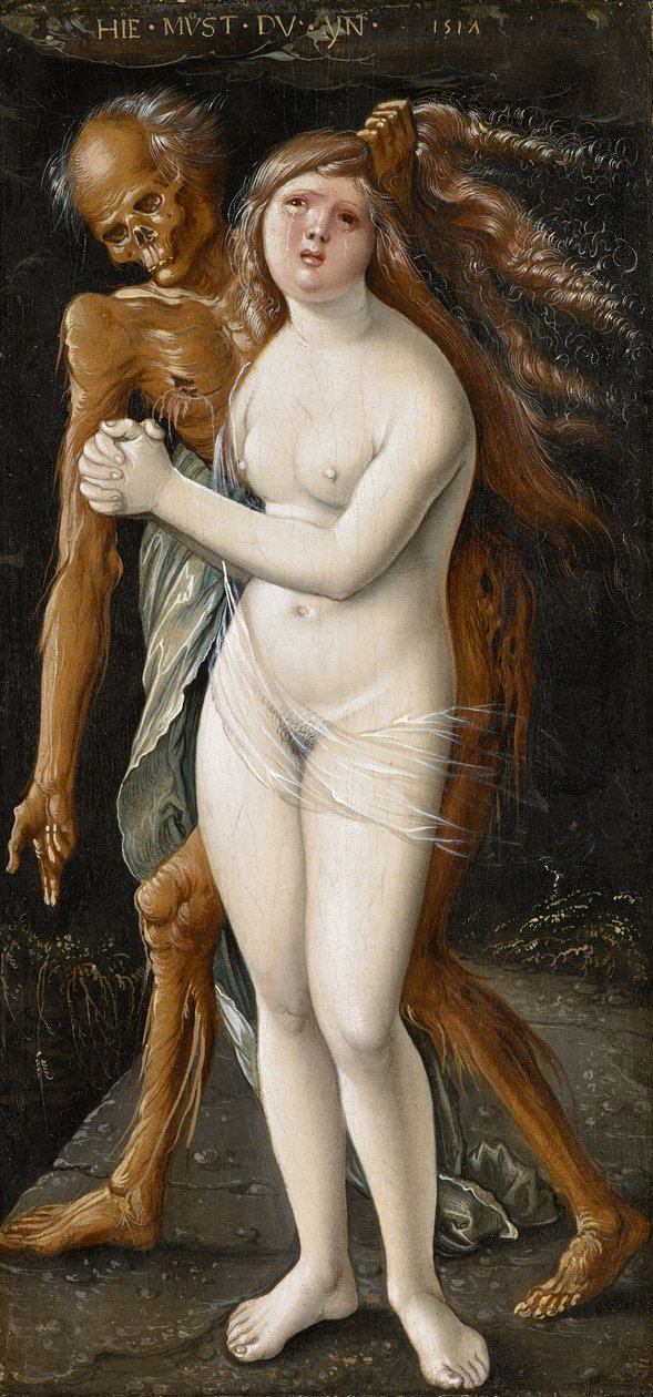 年轻女子和死亡，1517年（面板上的蛋彩画） 作者 汉斯·巴尔登·格里恩